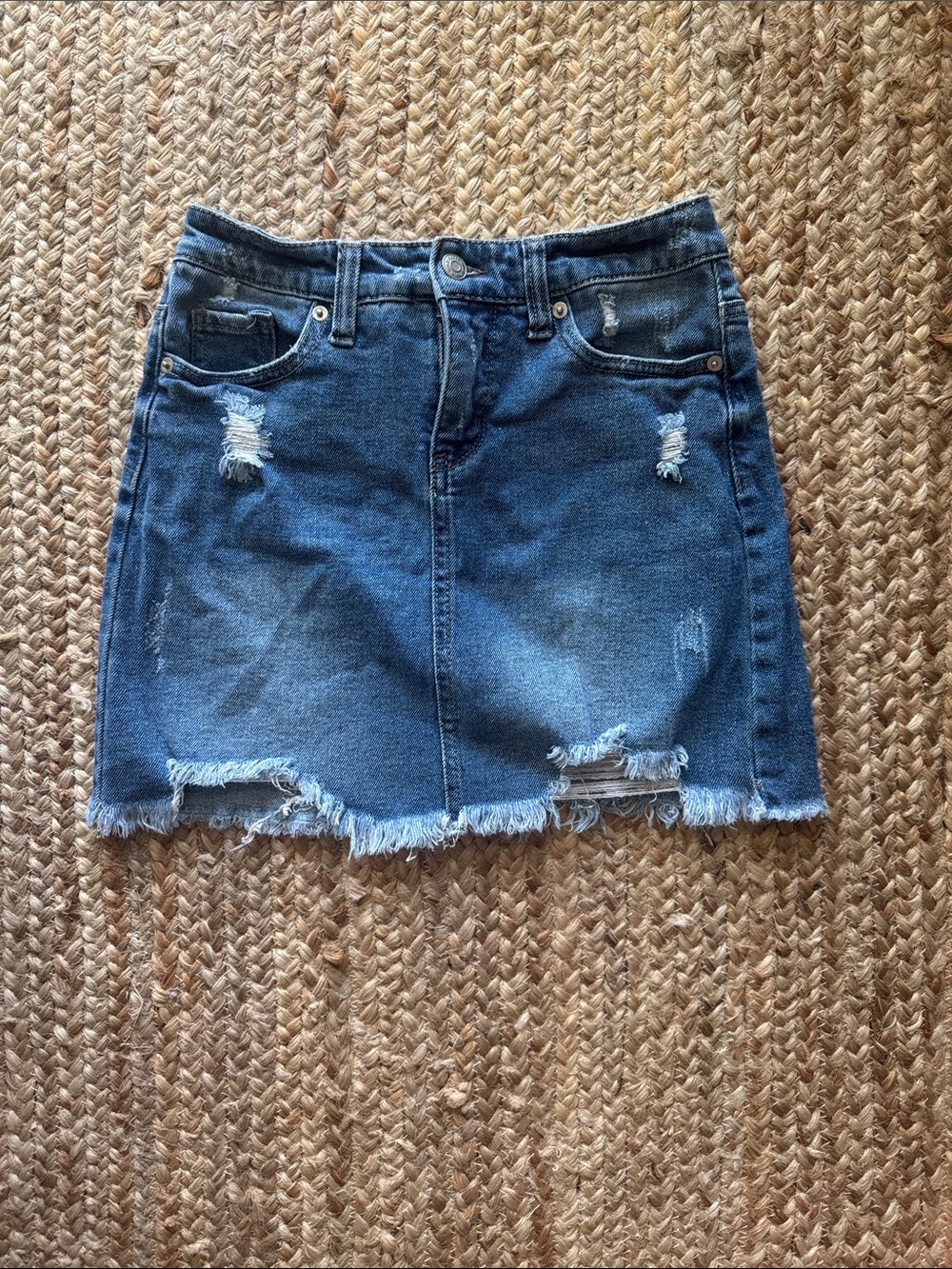 wild fable Distressed Blue Denim Mini Skirt